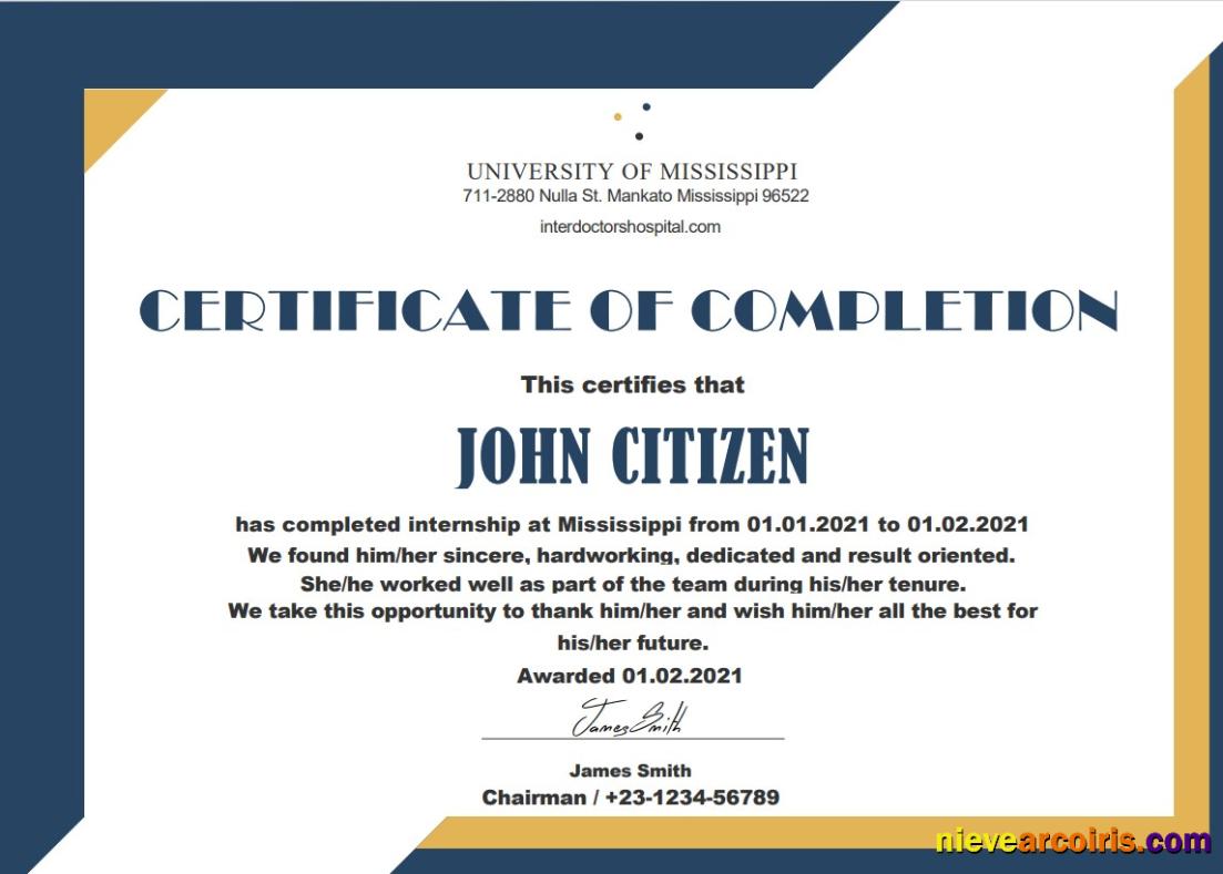 USA Internship certificate